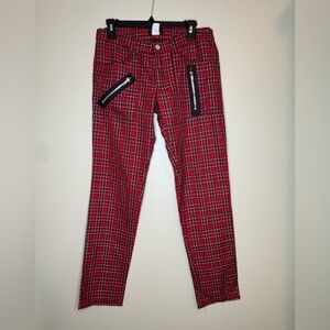Tripp NYC Red Plaid Punk Zipper Pants Women’s Size 9